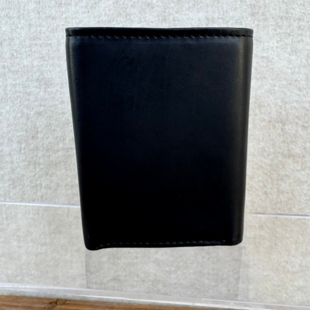 US Navy Black Genuine Leather Mens Trifold Wallet Embossed NWT - Picture 10 of 11